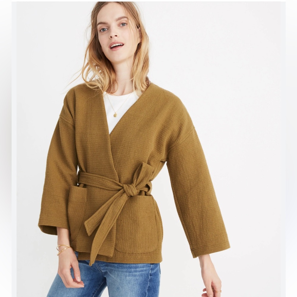 Madewell Texture and Thread Wrap Jacket in Spiced Olive, Size S